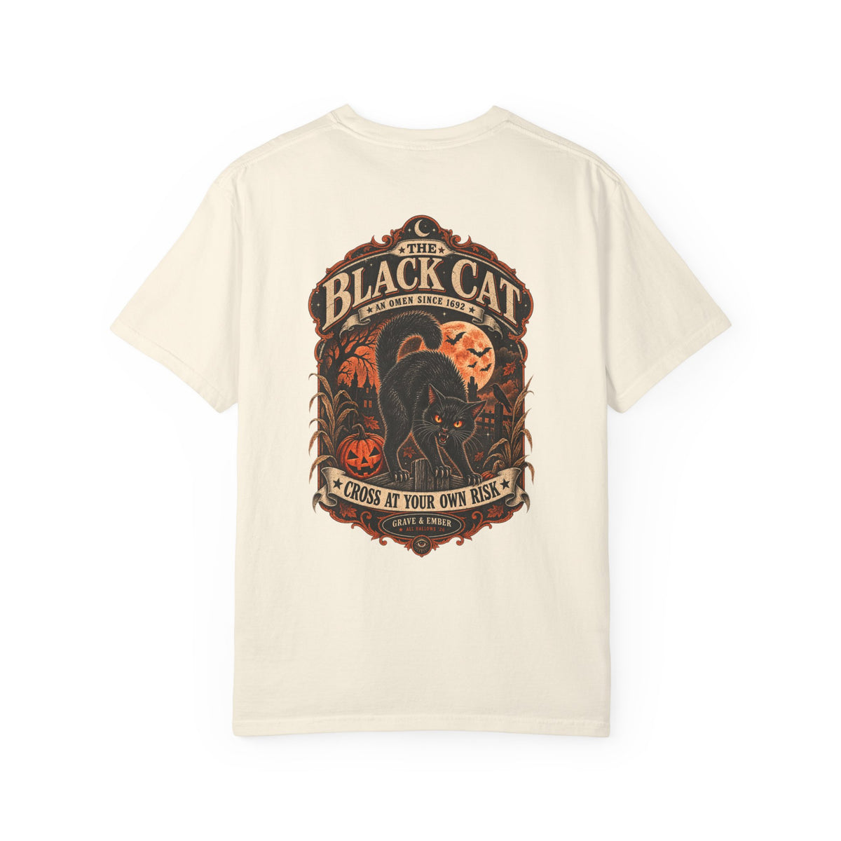 Black Cat – Vintage Halloween Graphic Tee-6