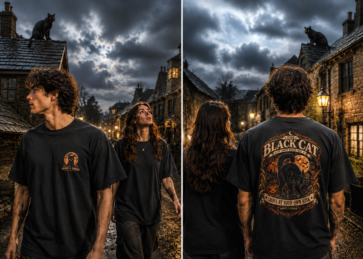 Black Cat – Vintage Halloween Graphic Tee