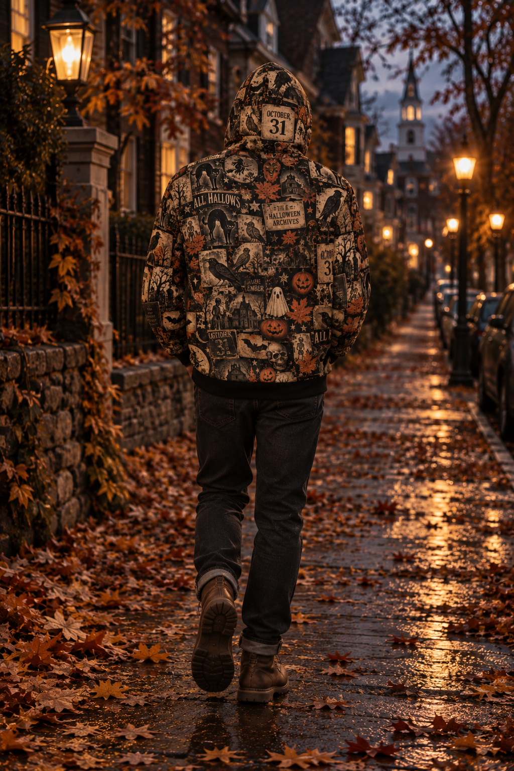 Fragments of Halloween – Vintage All-Over Print Hoodie-2
