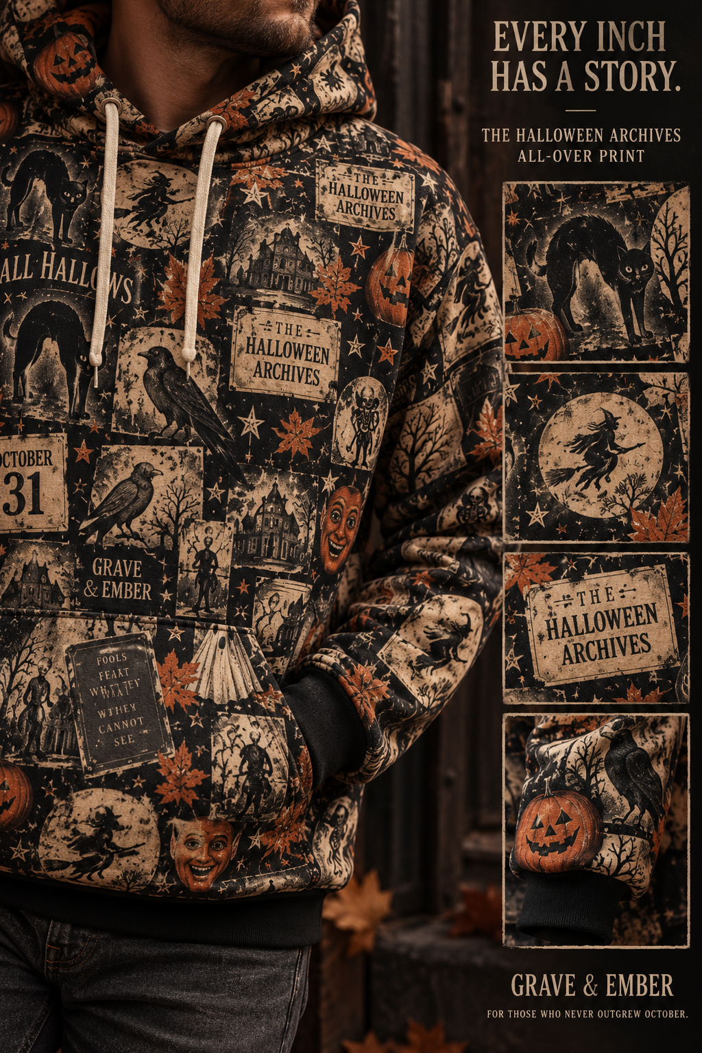 Fragments of Halloween – Vintage All-Over Print Hoodie-7