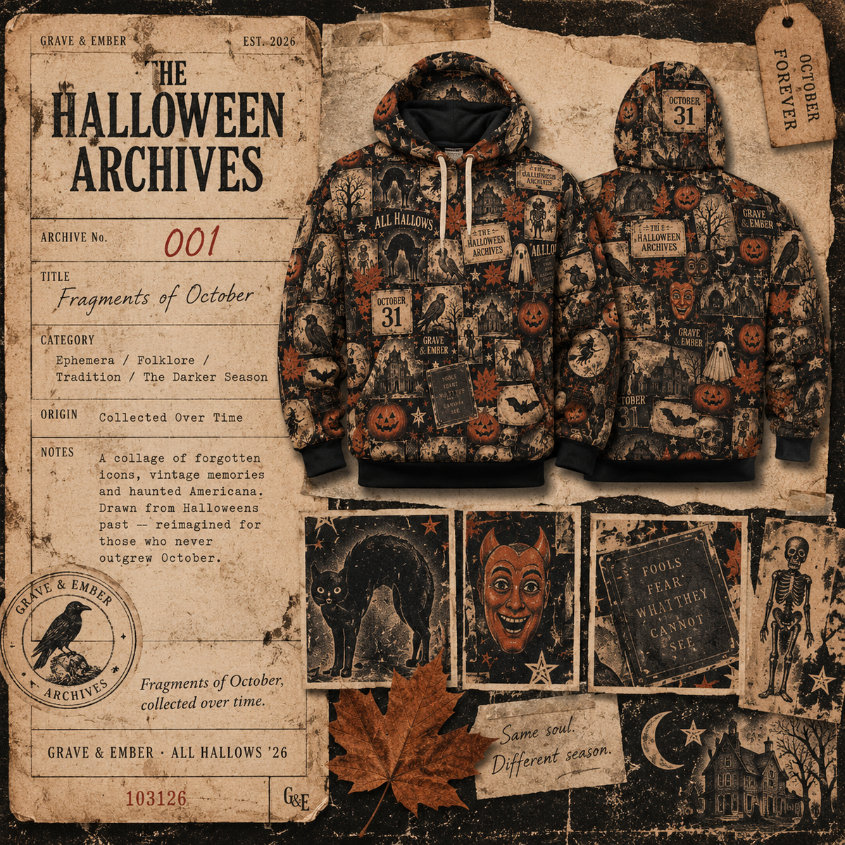 Fragments of Halloween – Vintage All-Over Print Hoodie-4