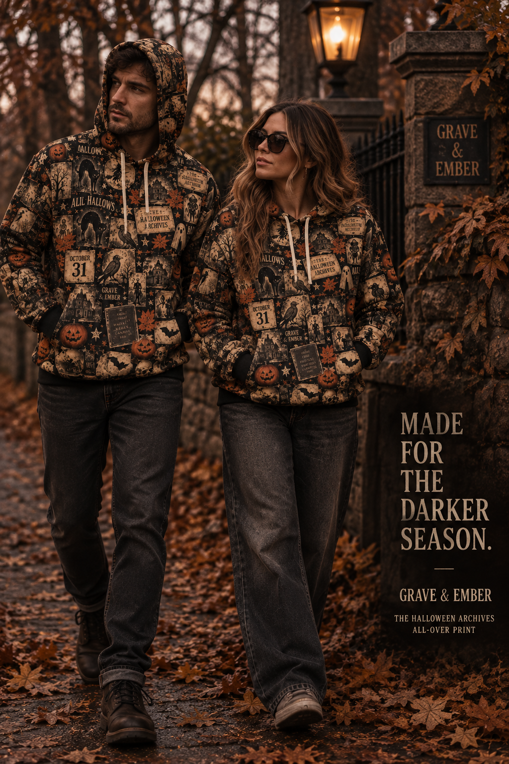 Fragments of Halloween – Vintage All-Over Print Hoodie-8