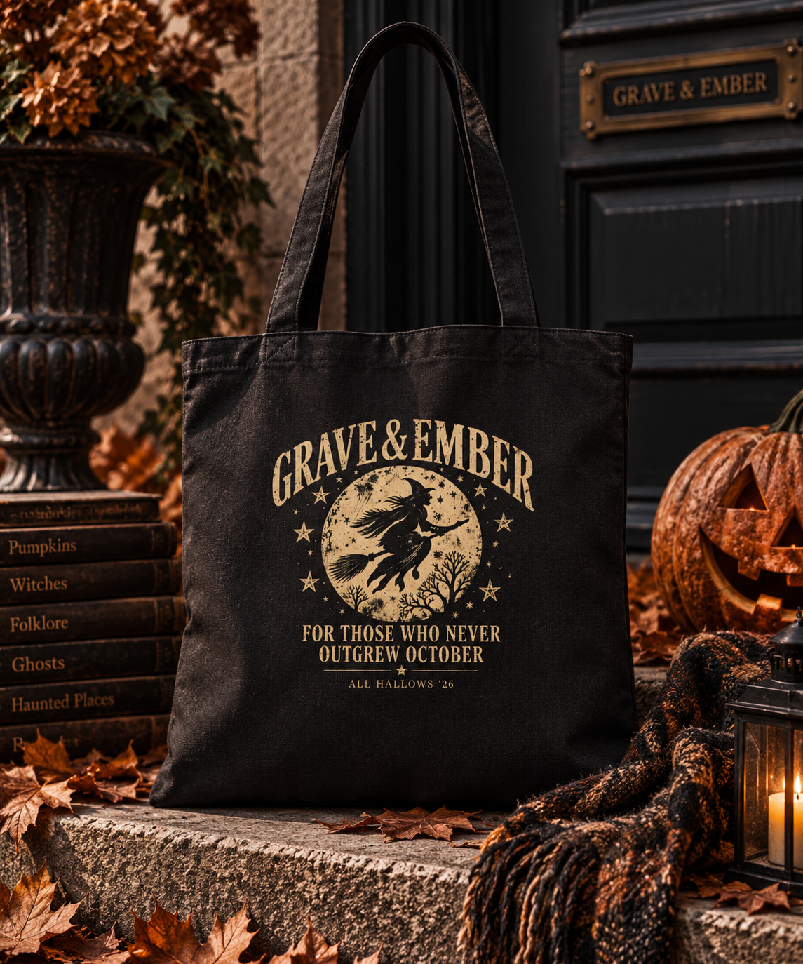 The Witch's Errand – Vintage Halloween Canvas Tote