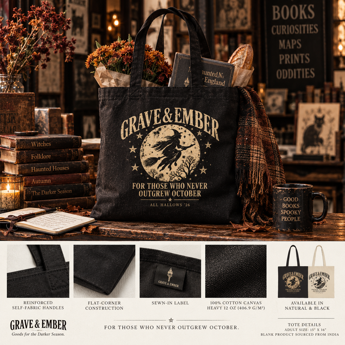 The Witch's Errand – Vintage Halloween Canvas Tote