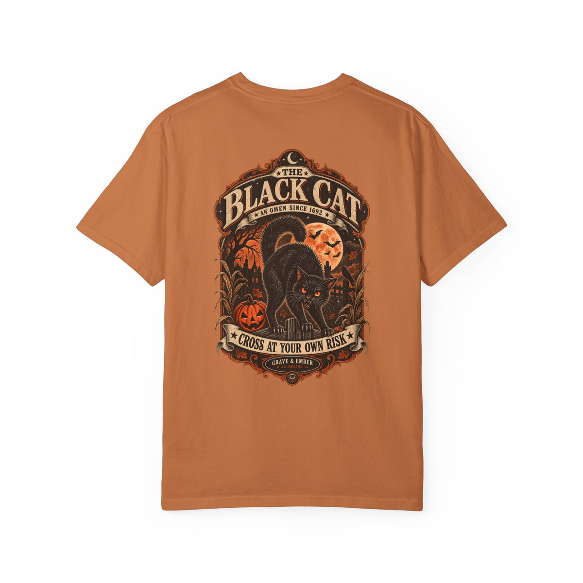Black Cat – Vintage Halloween Graphic Tee-8